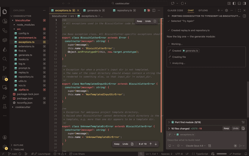 Using GitHub Copilot To Migrate Cookiecutter from Python to Node.js